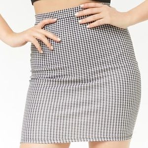 Houndstooth Pattern Bodycon Pencil Skirt